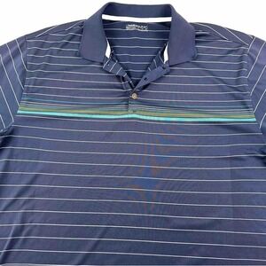 Nike Golf Fit Dry Polo Shirt Men XL Blue Green Stripes Logo X-Large Performance